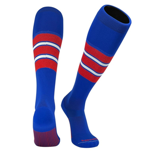 <b>Knee</b> <b>High</b> Football <b>Socks</b> Blue Red White Striped Knitted Breathable for Adults Soccer Sports - Product Image 1