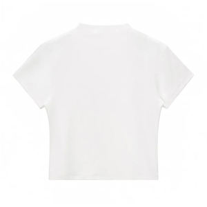 Camiseta Corta Ajustada Personalizada para Mujer, Estilo Baby Tee Elástica con Pedrería en el Cuello, Bordado y Estampado, para Fitness - Product Image 4