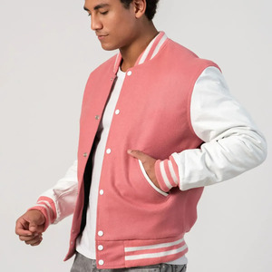 Blouson Bomber Varsity Personnalisé pour Homme en Laine et Cuir – Corps en Laine Premium, Manches en Cuir Véritable, Poignets Côtelés et Boutons Pression – Style Urbain - Product Image 4