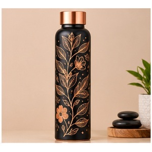 Bouteille d'eau en cuivre à motif bohème, thermos de voyage portable avec design géométrique - Product Image 2
