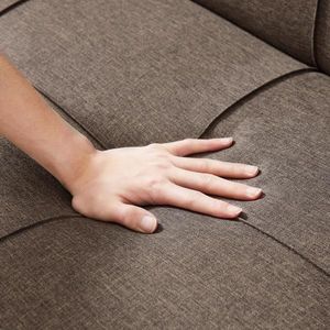 Divano Letto Convertibile in Lino Marrone con Gambe in Legno per Soggiorno - Product Image 6