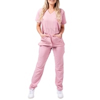 Women's Teal V-Neck <b>Scrub</b> Set Cotton Polyester Woven Hospital <b>Uniform</b> <b>Scrubs</b> Pants - Product Image 3