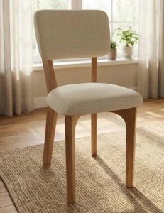 Chaise de salle à manger en bois massif de qualité supérieure, dossier incurvé contemporain, assise rembourrée en tissu vert, pour restaurant - Product Image 1