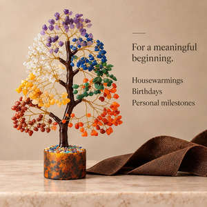 Arbre aux 7 chakras en pierres précieuses, décoration Feng Shui pour la maison, bonsaï en cristal fait main - Product Image 5