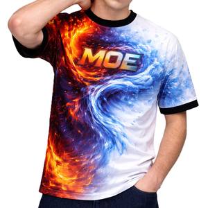 Camiseta Casual Personalizada al por Mayor para Hombre, con Estampado Gráfico, Cuello de Canalé en Contraste, Corte Regular, OEM, Marca Privada, Venta al por Mayor - Product Image 4