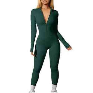Mono de yoga de una pieza para mujer, 100% algodón, sin mangas, para gimnasio, entrenamiento, con logo personalizado, a la moda, ajustado, liso, el más vendido - Product Image 3