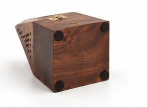 Luxury Handmade Eco-Friendly Durable Wooden Bakhoor Burner Box Pyramid Shape Incense Burner Holder for Agarwood - Product Image 5