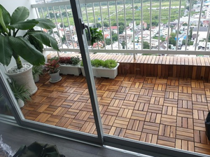 Baldosas de Madera de Acacia Modernas de 300x300mm, Impermeables y Antideslizantes para Terraza, Patio Trasero, Balcón, Jardín y Decoración de Piscinas - Product Image 4