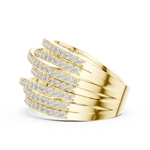 Round Cut Lab Grown Diamond 14K 18K Solid Gold Multi Row Pave Diamond Band 1.20CT DEF VVS Bridal Wedding <b>Ring</b> Fine Jewelry ODM - Product Image 5