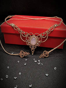 สร้อยคอทำมือสไตล์มาคราเม่ ดีไซน์คลาสสิก พร้อมจี้หยก โซ่โลหะผสมสังกะสี สายปรับได้ สีน้ำตาล ประดับคริสตัลบำบัด - Product Image 5