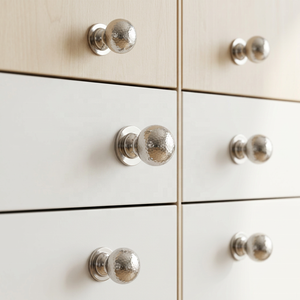 Stylish <b>Brass</b> Hammered <b>Knobs</b> Round Back Plate Furniture Hardware Classic Design Nickel Polished Dresser Drawers fixed Pulls - Product Image 6