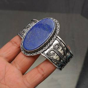 Handmade Lapis Lazuli Cuff 925 Sterling Silver Bangle Natural Gemstone Jewelry For Women Wholesale Gift - Product Image 3