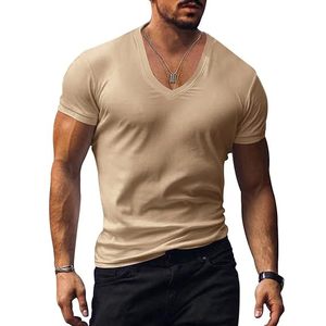 T-shirt de sport pour homme, coupe musclée, col en V, tissu biologique, motifs graphiques, vêtements de sport durables pour la gym - Product Image 3