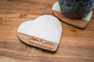 Premium Wooden <b>Marble</b> Beverage Coaster Set Elegant Tea Coffee Cup Holders for Modern Home Restaurant Use - Product Image 4