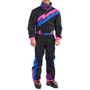 Traje de Esquí Unisex Impermeable y Cortavientos, Tallas Grandes, Negro, Rosa, Azul, con Estampado por Transferencia Térmica, Poliéster Aislante, Cierre de Cremallera, Cuello Alto - Product Image 1