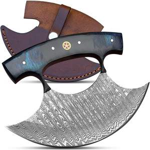 Couteau Ulu d'Alaska personnalisé haut de gamme, lame en acier Damas forgé, vente en gros OBM/OEM, qualité industrielle supérieure pour la découpe de viande UA - Product Image 1