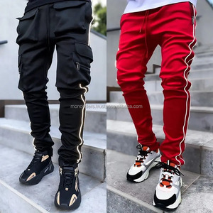 2024 hommes taille haute Cargo survêtement survêtement pantalon décontracté réfléchissant vert maigre pantalons de survêtement poches Hip Hop Style coton Fitness - Product Image 3