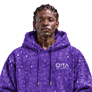 Sweat à capuche pour homme en molleton épais, imprimé galaxie violette, coupe oversize, style streetwear décontracté, avec poche kangourou et cordon de serrage - Product Image 3