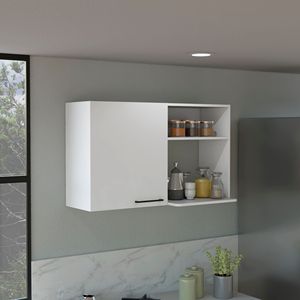 Salento Dos gabinetes de cocina apilables montados en la pared con solución de almacenamiento de dos estantes laterales - Product Image 1