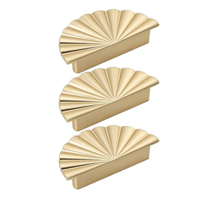 Semicircle Sunflower Brushed <b>Gold</b> Cabinet <b>Pulls</b>,Brass <b>Drawer</b> Handles Knobs,Half Round Kitchen Cabinet Handles Door Knobs - Product Image 1