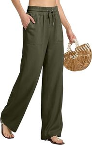 Women Linen <b>Pants</b> Wide Leg Palazzo <b>Pants</b> Cotton Linen Drawstring <b>Summer</b> <b>Pants</b> with Pockets - Product Image 2
