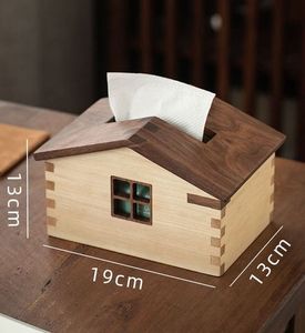Boîte à mouchoirs en bois en forme de dé, support de mouchoirs en papier, décoration artisanale écologique pour la maison, le bureau et la salle de bain - Product Image 1