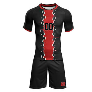 Custom Red/Black Breathable Polyester Soccer Uniform Set with Digital Print Custom Number Sublimation <b>Football</b> Team Jersey <b>Socks</b> - Product Image 4