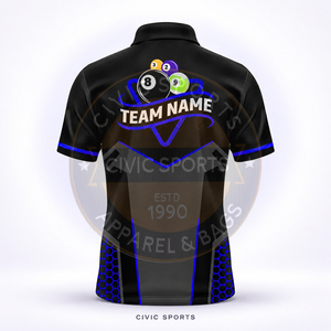 Polo de billard personnalisé pour homme, manches courtes, polyester, imprimé par sublimation, uniforme d'équipe de billard, vêtements de sport - Product Image 4