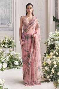 Lehenga Choli en Soie et Rayonne Brodé de Fleurs Roses, Robe Traditionnelle Indienne pour Mariage, Fête, Diwali, Protection Solaire, Séchage Rapide pour Femme - Product Image 2