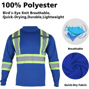 100% Polyester Shirts High Visibility Mining <b>Construction</b> Reflective Safety Hi Vis <b>Work</b> Shirt Long Sleeves - Product Image 2
