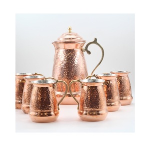 Handmade Copper Hammered Jug Set with 6 Tumblers Vintage Style <b>Heat</b> Resistant Party Drinkware - Product Image 2