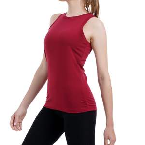 Camiseta Deportiva sin Mangas para Mujer, Cuello Alto, Color Rojo, para Gimnasio, Fitness, Running, Yoga, Transpirable, de Secado Rápido, Elástica - Product Image 3