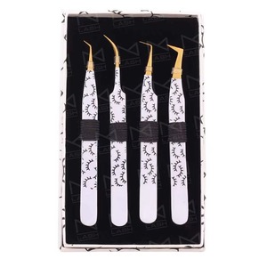 Pince à épiler pour extensions de cils en acier inoxydable de marque privée avec pointe dentelée et prise en main parfaite - Haute qualité - Product Image 1