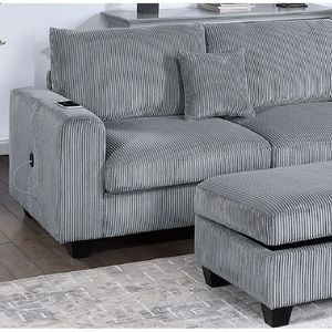 Set Divano Contemporaneo in Corduroy a 3 Pezzi Colore Nebbia: Divano LAF con Chaise Longue RAF e Sezione a L per Soggiorno - Product Image 6