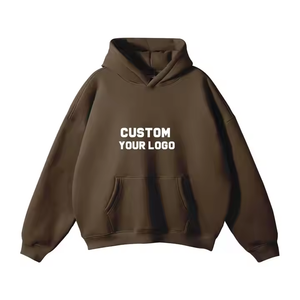 Sudadera con capucha blanca de ajuste regular de color sólido sin cuerdas para hombre informal de invierno de lana personalizada de 350g/m2 - Product Image 1