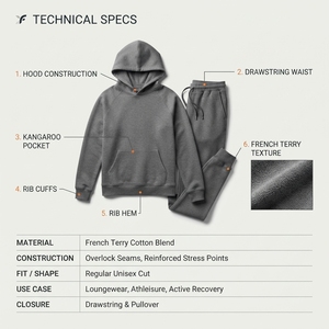 Conjunto de Sudadera con Capucha y Pantalones Deportivos de Felpa Francesa Unisex, Color Gris, al por Mayor, Personalizable OEM - Product Image 5