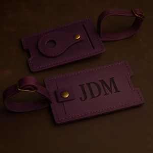 Full Grain Leather Luggage Tags Genuine Cowhide Travel Tags Privacy Cover Suitcase <b>Name</b> <b>Labels</b> Custom LMP-0176 - Product Image 5