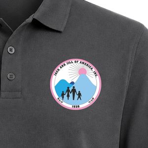 <b>Charcoal</b> Gray Classic Polo <b>Shirt</b> with Embroidered Jack & Jill Crest Patch on Chest Plain Back Short Sleeve Collared Casual - Product Image 4