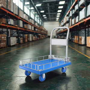 MAHESH FABRICATORS Four-Wheel <b>Platform</b> Hand <b>Trolley</b> Carts with 4'' Evawheels for Outdoor Industrial Use - Product Image 1