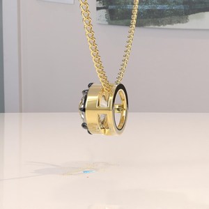 Georgian Cut Set Moissanite Geometric 14K Gold 2CT IGI Certified Octagon Cut Pendant Necklace with Rope Chain From Gujarat - Product Image 2