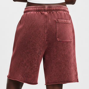 2024 New Arrived Summer Wear 100% Cotton <b>Raw</b> Hem Shorts For Women Acid Wash Breathable No Drawstrings Knne length Shorts - Product Image 5