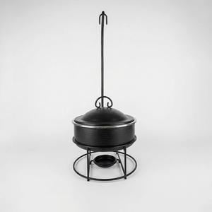 Luxury Arabic Round Chafing Dish Matte Cream Metal Base Stainless Steel Food <b>Pan</b> Ramadan Buffet Server Soup Warmer Single Unit - Product Image 4
