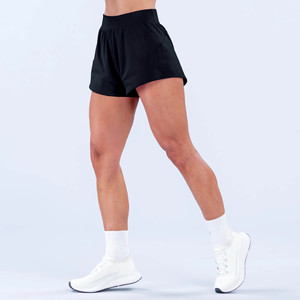 OEM Custom Manufacturer Logo Black Women Training <b>Shorts</b> High-Rise Waistband Sustainable Breathable Women Yoga & Gymwear <b>Short</b> - Product Image 1