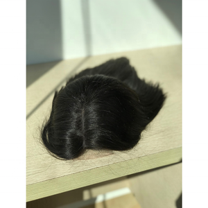 Peluca de cabello humano virgen 100%, parte media, extensión de cabello liso vietnamita largo, tupé de encaje de textura profunda para mujeres negras, Base HD - Product Image 3