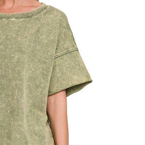 T-shirt délavé à l'acide pour femme, vente en gros, haute qualité, pour fille, impression personnalisée, coupe ajustée, uni, durable, pour le sport et l'entraînement - Product Image 4