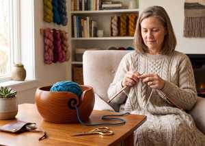 Premium Quality Wooden Yarn Bowl Handmade <b>Crochet</b> And Knitting Accessory For Yarn Skein Holder And Storage - Product Image 6