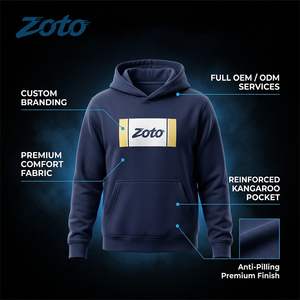 ZOTO Custom Logo Navy Blue <b>Men</b> Hoodie High Quality 360GSM Fleece Streetwear <b>Pullover</b> <b>for</b> Unisex Wholesale - Product Image 6