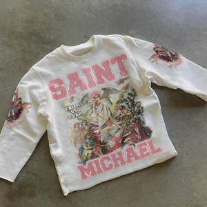 Saint Michael Faith Vs Fear T-shirt à manches longues pour hommes, décontracté, col rond, imprimé, en coton - Product Image 1