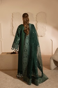 Vestido Anarkali Estilo Bollywood de Chifón con Bordado, Cuello en V y Manga Larga, Elegante para Invitadas de Boda y Fiestas, Marca Mehmatal-Zinia-Lawn - Product Image 4