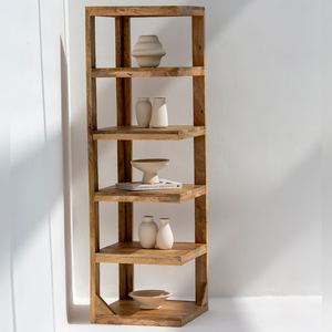 Estante Esquinero Hexagonal Vandana Merino, Mueble de Almacenamiento Moderno de Madera Sólida que Ahorra Espacio - Product Image 1